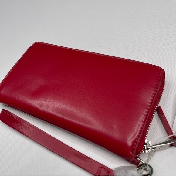 Jennifer Moore Wristlet Clutch Bag Wallet Purse Berry Red Vegan Leather New - Picture 5 of 12